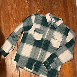 RSQ Green and Cream Plaid Flannel Button-Up Shirt
